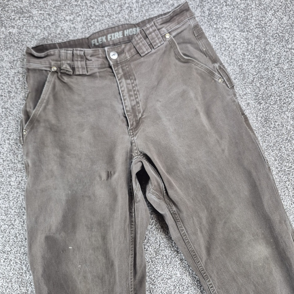 Duluth Flex Fire Hose Carpenter Pants Men's 32 (30x29) Brown Relaxed Fit Canvas